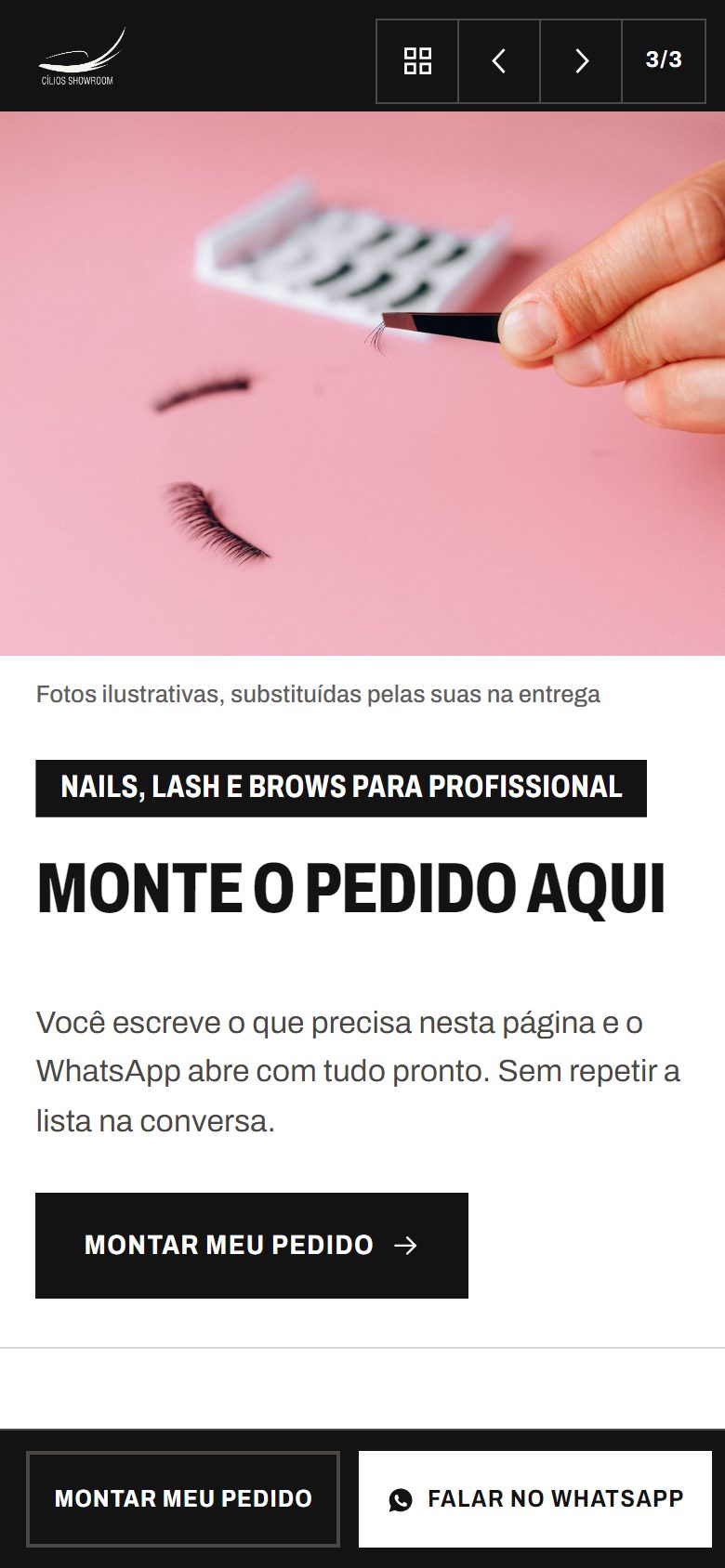 Proposta 3 no celular, Romaneio